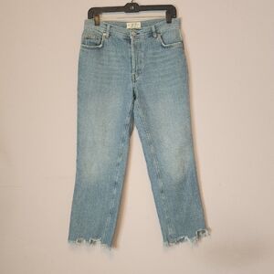FP WE THE FREE Straight Leg Raw Hem Jeans, size 27